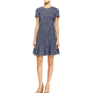 Tory Burch Margarite Short-Sleeve Flounce Dress, Navy